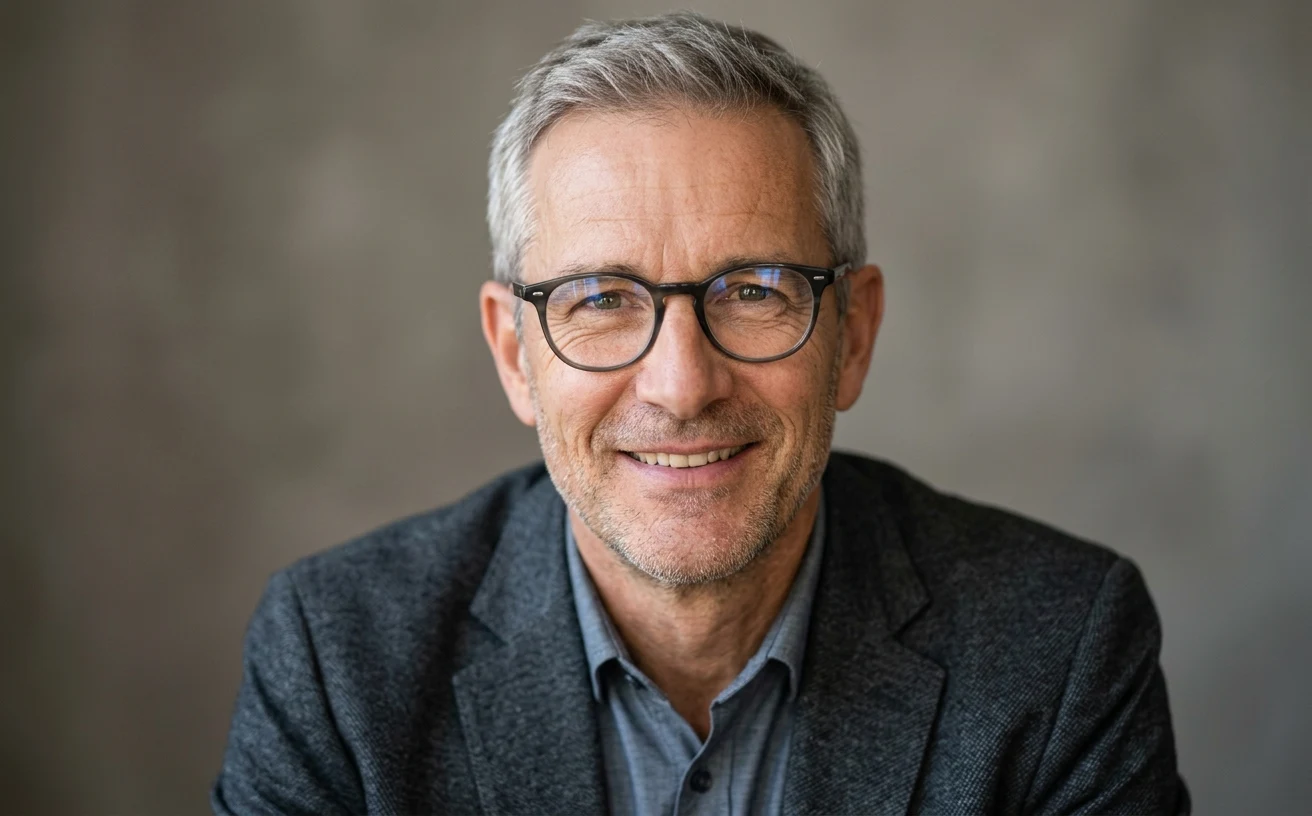 Business man with glasses reference face for face swap